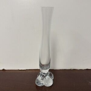 Dainty Clear Art Glass Bud Vase with Ball Foot